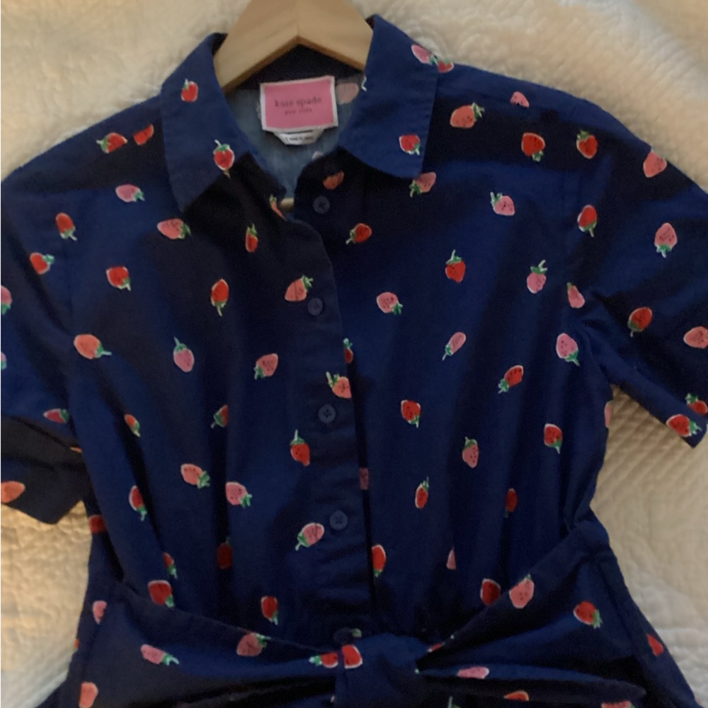 Kate Spade Navy Blue Strawberry Print Women’s' Shirt Dress